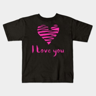 Pink Heart and I Love You Calligraphy Kids T-Shirt